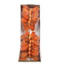Artikel Decoratieve vlinder op draad oranje 8cm 12st