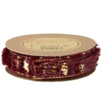 Artikel Decoratief lint met bont, imitatiebontlint, Bordeaux goud, 25mm, 15m
