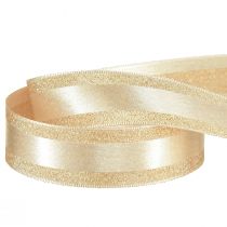 Artikel Decoratief lint goud met glitters en strepen cadeaulint 25mm 20m