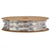 Artikel Decoratief lint met bontlook en holo-effect grijs zilver 25mm 10m