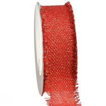 Artikel Decoratief lint rood gouden franje sieradenlint B40mm L15m