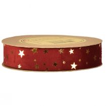 Artikel Fluwelen lint kerstster lint rood goud B25mm L8m