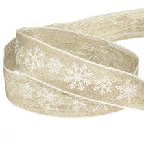 Artikel Decoratief lint Kerst sneeuwvlok grijs wit B25mm L20m