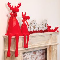 Artikel Decoratief elandbeeldje, bekleed met fluweel en voorzien van een strik, 80 cm