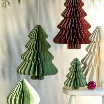 Artikel Decoratieve hangende papieren kerstboom kerst mint zilver H40cm 2 stuks