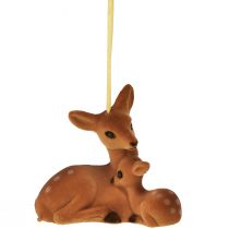 Artikel Decoratieve hanger hertendecoratie met reekalf gevlokt 10cmx5cmx8,5cm