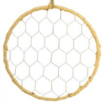 Artikel Decoratieve ring van metaal Raffia om op te hangen Ø20cm 4st