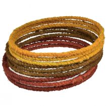 Artikel Decoratieve ring gekleurde ring jute lus geel oker bruin Ø20cm 9st