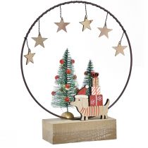 Artikel Decoratieve ring hout metaal Kerst met hond Ø21cm H25cm