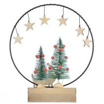 Artikel Decoratieve ring hout metaal Kerst met hond Ø21cm H25cm