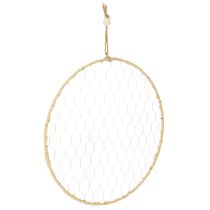 Artikel Decoratieve metalen ring Ø38cm, hangende decoratie, raffia, zilver, naturel, boho wanddecoratie, veelzijdige decoratie, 4 stuks