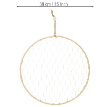 Artikel Decoratieve metalen ring Ø38cm, hangende decoratie, raffia, zilver, naturel, boho wanddecoratie, veelzijdige decoratie, 4 stuks