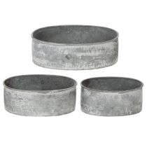 Artikel Decoratieve metalen schaal, ovaal, grijs, L22,5/19,5/16 cm, set van 3