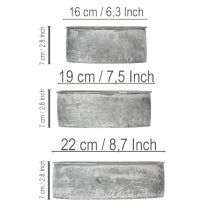 Artikel Decoratieve metalen schaal, ovaal, grijs, L22,5/19,5/16 cm, set van 3