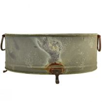 Artikel Decoratieve kom met voet metalen handvat roest 42/46,5cm set van 2