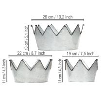 Artikel Decoratieve schaal, metalen schaal met kroon Ø26,5/22,5/19 cm, set van 3
