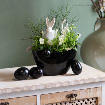 Artikel Decoratieve schaal zwart ovaal plantenboot 24x9,5cmx14,5cm