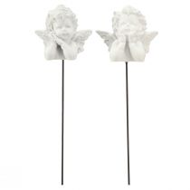 Artikel Decoratieve plug engelenfiguren grafdecoratie wit H5cm 6 st