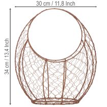 Artikel Draadmand, metalen plantenbak, lenteversiering, paasmand, bruin, roestkleurige afwerking, H34cm L30cm