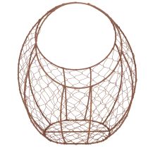 Artikel Draadmand, metalen plantenbak, lenteversiering, paasmand, bruin, roestkleurige afwerking, H34cm L30cm