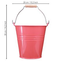 Artikel Decoratieve roze metalen bloempot/emmer 26x22,5x23cm 6l