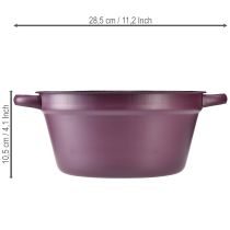 Artikel Emmer met handvatten, metalen plantenbak, paars, Ø22,5 cm, H10,5 cm