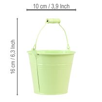 Artikel Emmer met handvat, plantenbak, pastelkleurig metaal, Ø10cm H8cm, 10 stuks