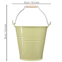 Artikel Metalen emmer/bloempot in groengeel, 26x22,5x23 cm, 6 liter