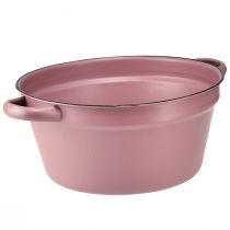 Artikel Emmer met handvatten metalen plantenbak roze Ø22,5cm H10,5cm