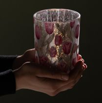 Artikel Elegante lantaarn met tulpmotief voor sfeervolle lentedecoratie, 12,5 cm, 2 stuks.