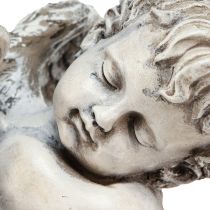 Artikel Engel zittend sierfiguur grafdecoratie grijs polyresin H18cm