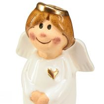 Artikel Schattige engel van keramiek met gouden accenten wit 7 cm - cadeau-idee en liefdevolle decoratie - 6 stuks