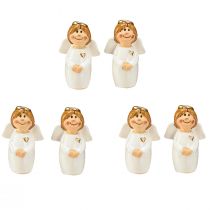 Artikel Schattige engel van keramiek met gouden accenten wit 7 cm - cadeau-idee en liefdevolle decoratie - 6 stuks