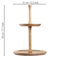 Artikel Taartplateau houten decoratie 2-laags naturel rond Ø31/20cm H45cm