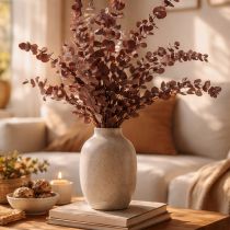 Artikel Eucalyptus takken, geconserveerde eucalyptus, gedroogde bloemen, rood, 75 cm, 150 g