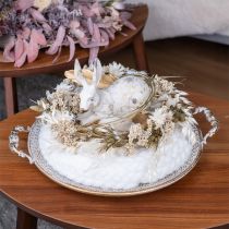 Artikel Viltdecoratie wol decoratieve krans in wit om op te hangen Ø25cm