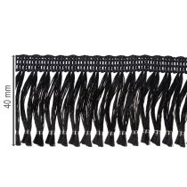 Artikel Zwart lint met franjes 4 cm, koordversiering, decoratieve lurex met franjes 25 m