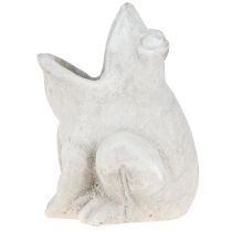 Artikel Kikker decoratieve plantenbak bloempot betongrijs H18,5cm
