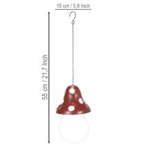 Artikel Metalen voederstation, met vliegenzwammotief, hangend, rood en wit, 25,5 cm