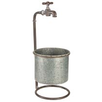Artikel Tuindecoratie metalen plantenbak met kraan Ø16,5cm H42cm