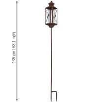 Artikel Tuinlantaarn, metalen decoratie, roestlook, 12 cm x 12 cm x 135 cm