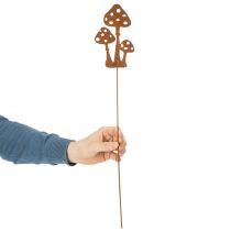 Artikel Tuinpaal, verweerd staal, decoratieve paal met vliegenzwammotief, 15 cm, 6 stuks