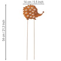 Artikel Tuinpaal met egelmotief en roestpatina, decoratieve tuinpaal 20 cm
