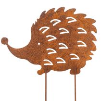 Artikel Tuinpaal met egelmotief en roestpatina, decoratieve tuinpaal 20 cm