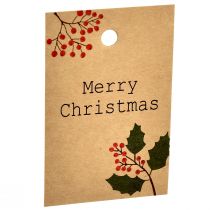 Artikel Cadeaukaartjes Merry Christmas papier naturel bruin 8,5×5,5cm 20 st