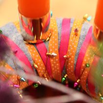 Artikel Cadeaulint gestippeld decoratief lint oranje 10mm 25m