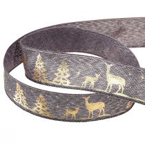 Artikel Cadeaulint lavendel goud Kerst hert 25mm 15m