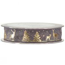 Artikel Cadeaulint lavendel goud Kerst hert 25mm 15m