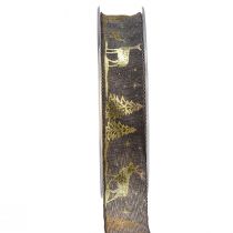 Artikel Cadeaulint Kerst bruin goud hert B25mm L15m