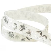 Artikel Cadeaulint wit zilver sierlint Oudejaarsavond 25mm 18m
